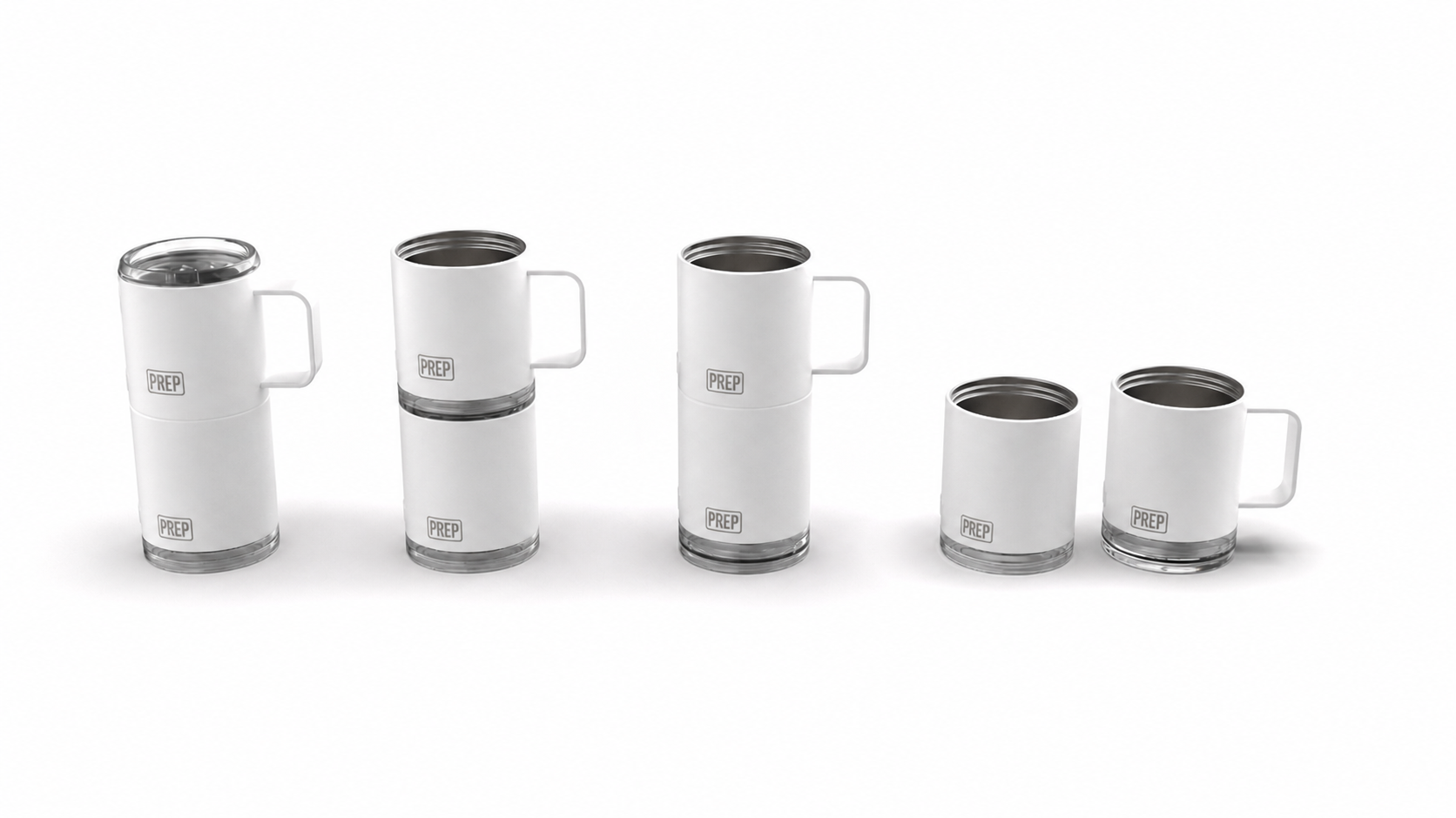 Solid White Prep Cup – 3-in-1 Modular Insulated Tumbler (Pre-Order Deposit)